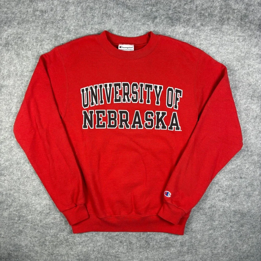 Champion‎ University of Nebraska Sweatshirt Red Mens Small Nebraska Huskers Crew